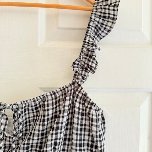 WAYF Gingham Checkered Smocked Dress Size XL ruffle sleeves Prairie Peasant - Picture 4 of 6